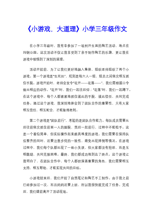 《小游戏,大道理》小学三年级作文