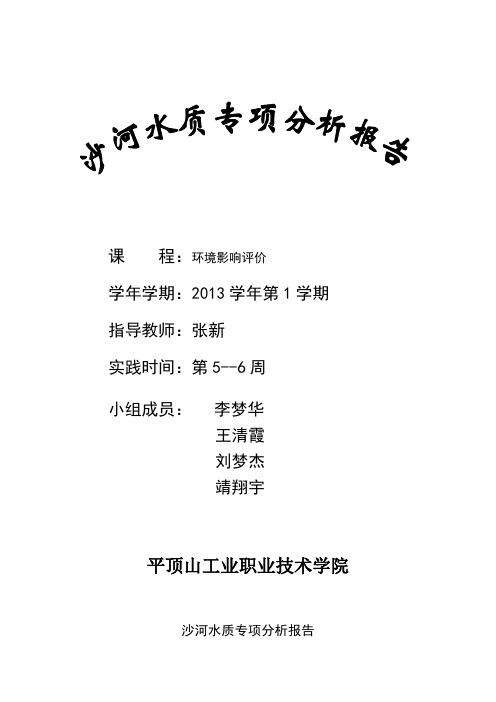 下沙河流水质调查报告