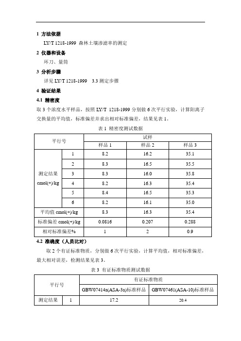 LYT 1218-1999 森林土壤  渗滤率  方法证实