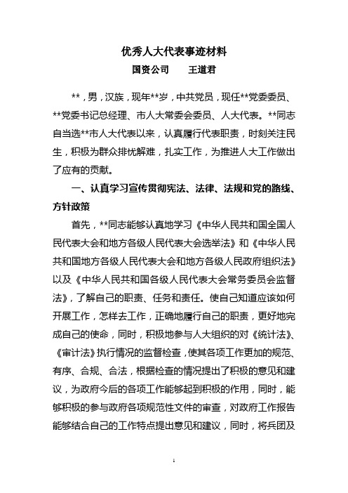 优秀人大代表材料