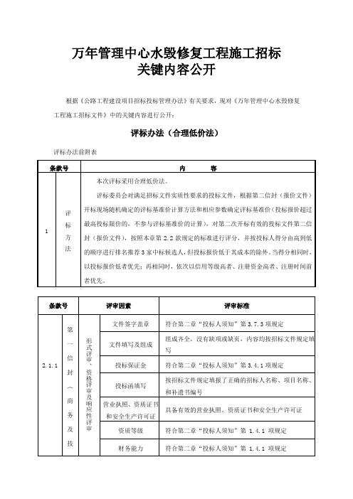 万年管理中心水毁修复工程施工招标
