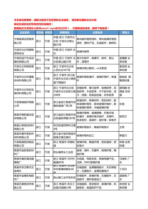 2020新版浙江省宁波玻璃纤维工商企业公司名录名单黄页大全172家