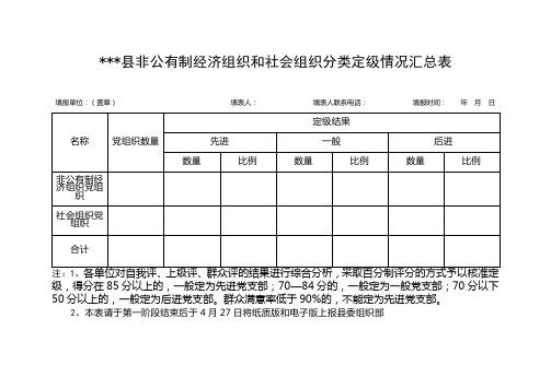 非公经济组织和社会组织汇总表和分类定级标准