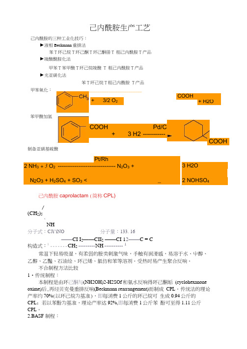 己内酰胺生产工艺