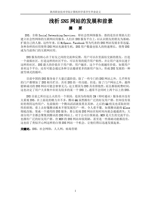 浅析SNS网站的发展和前景
