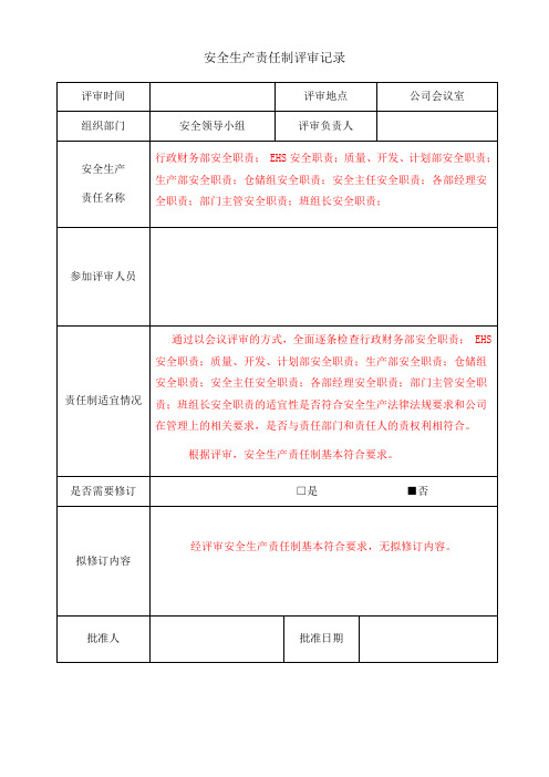 安全责任制适宜性评审记录