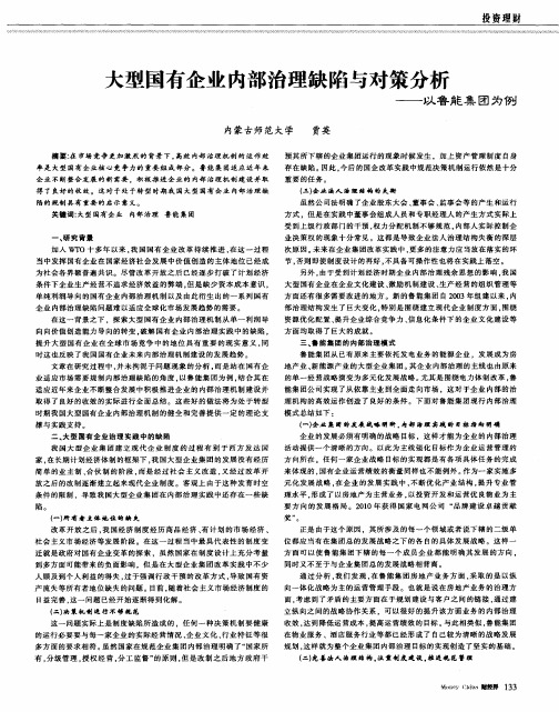 大型国有企业内部治理缺陷与对策分析——以鲁能集团为例