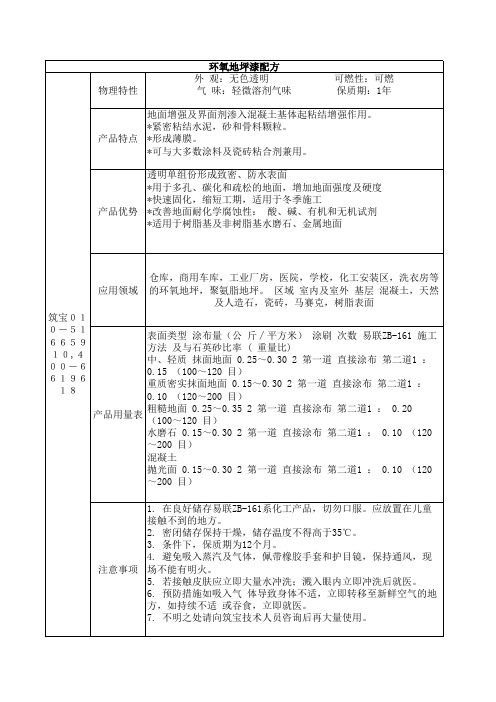环氧地坪漆配方