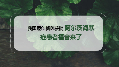 我国原创新药获批阿尔茨海默症患者福音来了14页