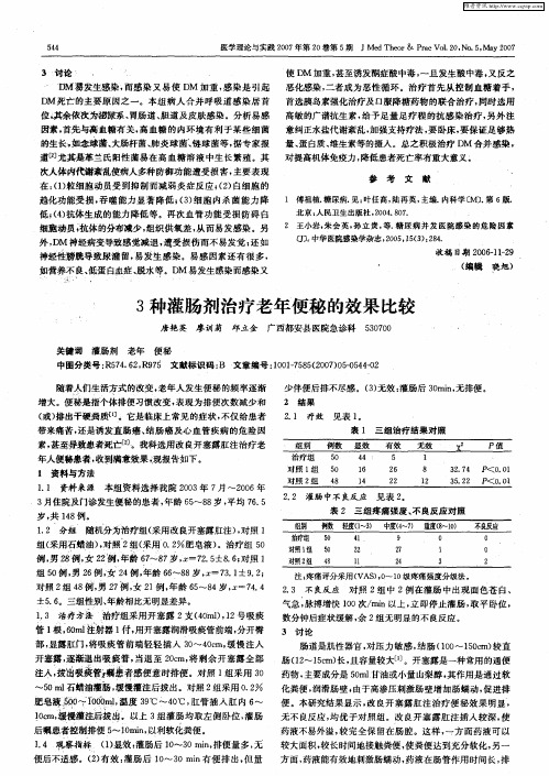 3种灌肠剂治疗老年便秘的效果比较