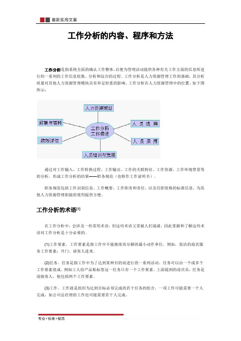 【薪酬管理】工作分析的内容、程序和方法