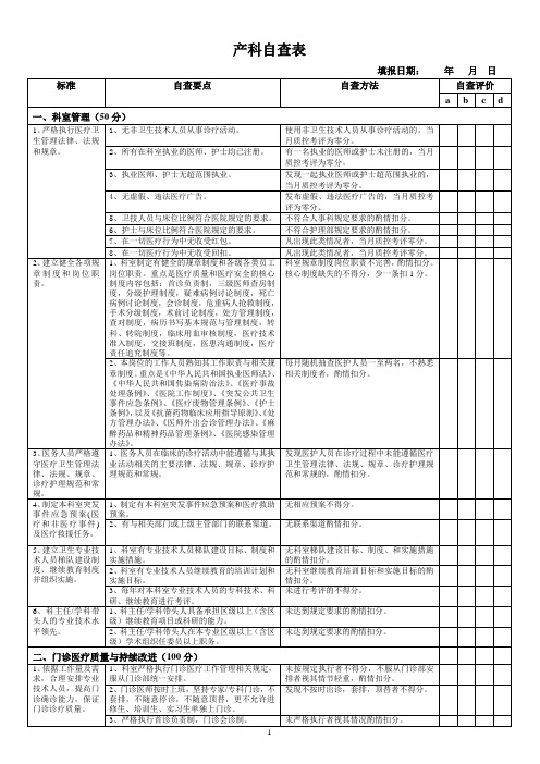 产科自查表