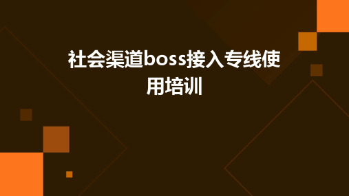 社会渠道BOSS接入专线使用培训