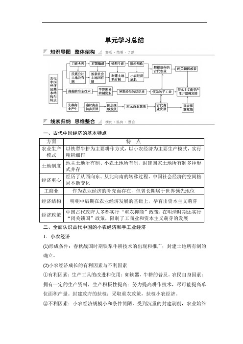 高中历史必修2第一单元 古代中国经济的基本结构与特点 单元学习总结