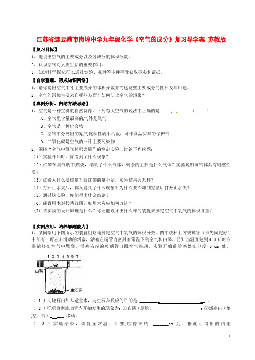 江苏省连云港市岗埠中学九年级化学《空气的成分》复习