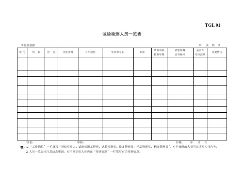 云南省公路工程建设用表标准化指南修编工作台账表格