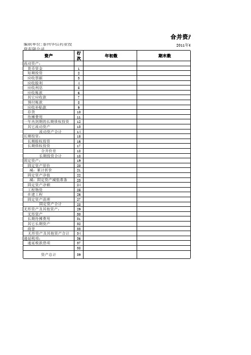 合并财务报表范本
