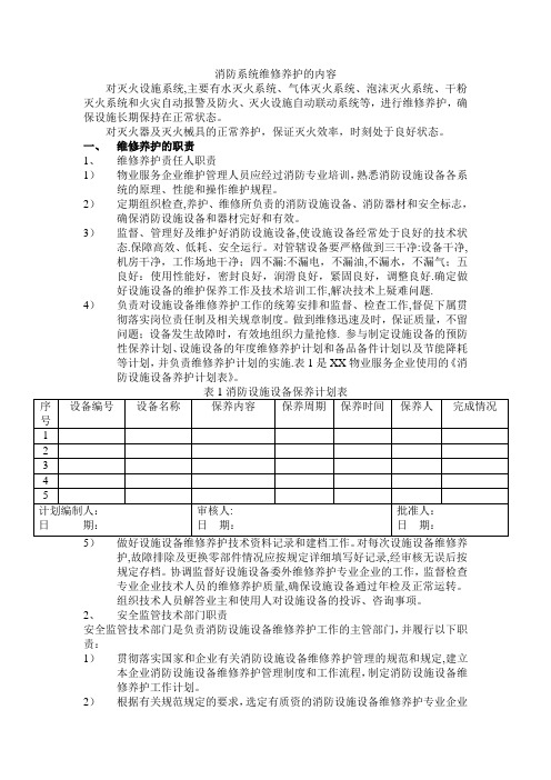 消防系统维修养护的内容