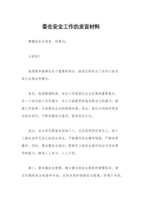 委在安全工作的发言材料