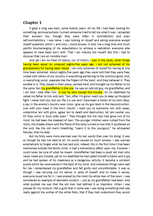 L7 Invisible+Man+Ralph+Ellison Chapter 1