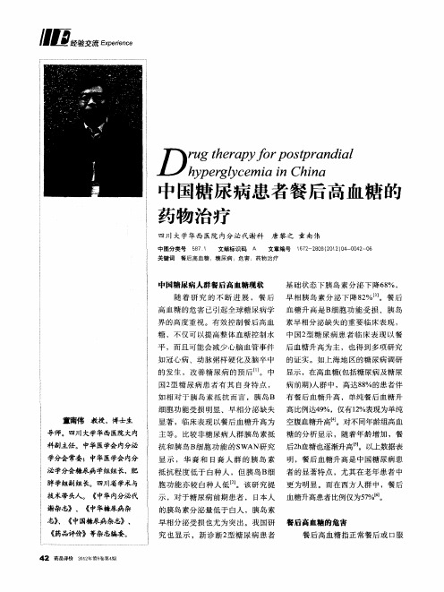 中国糖尿病患者餐后高血糖的药物治疗