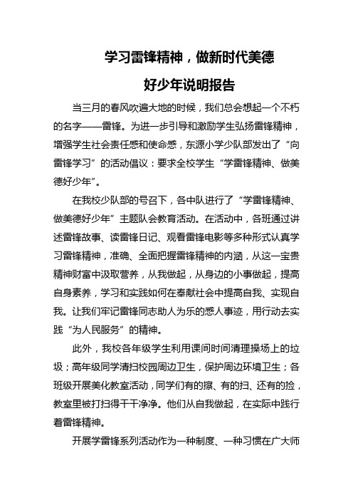 东源小学做新时代美德好少年说明报告