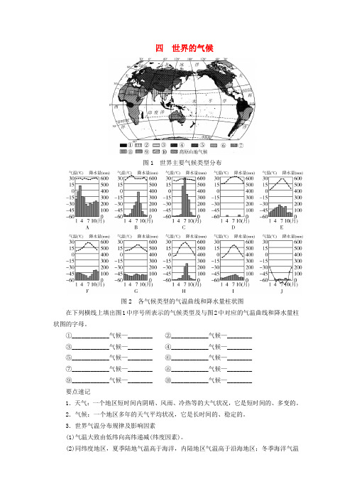 2019年中考地理总复习四世界的气候填图速记