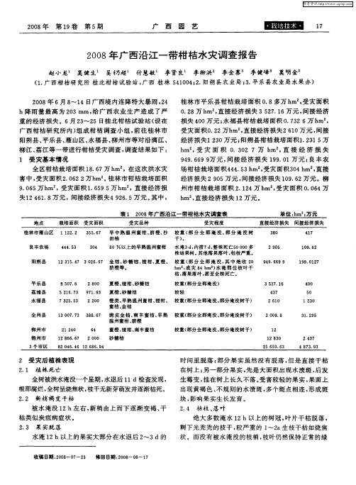 2008年广西沿江一带柑桔水灾调查报告