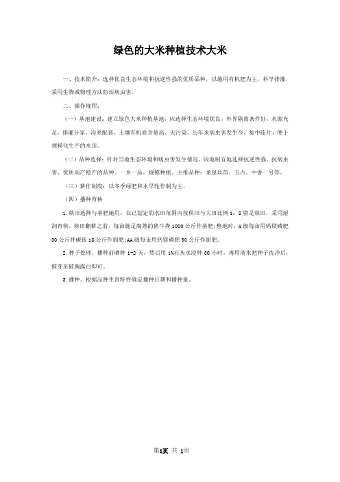 绿色的大米种植技术大米