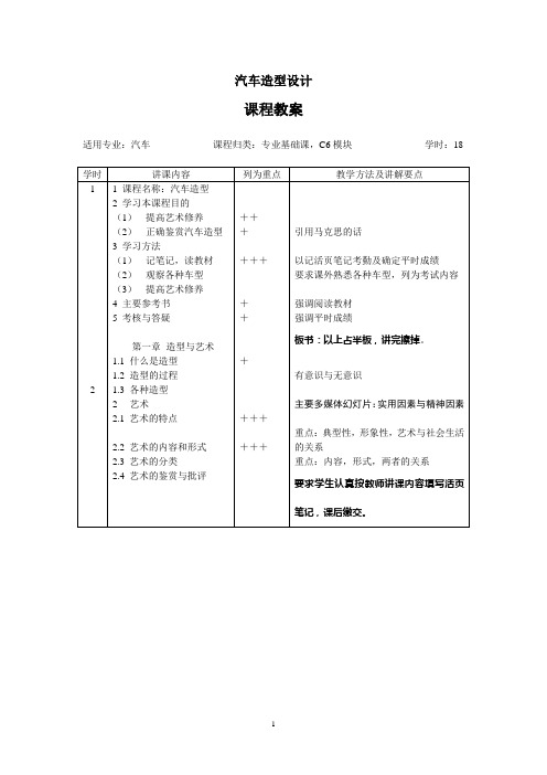 汽车造型教案概要