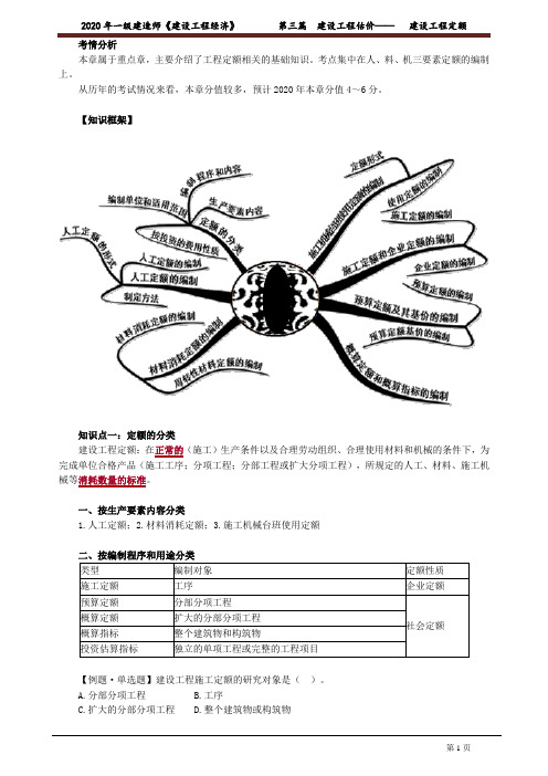 一建《建设工程经济》讲义：建设工程定额3021