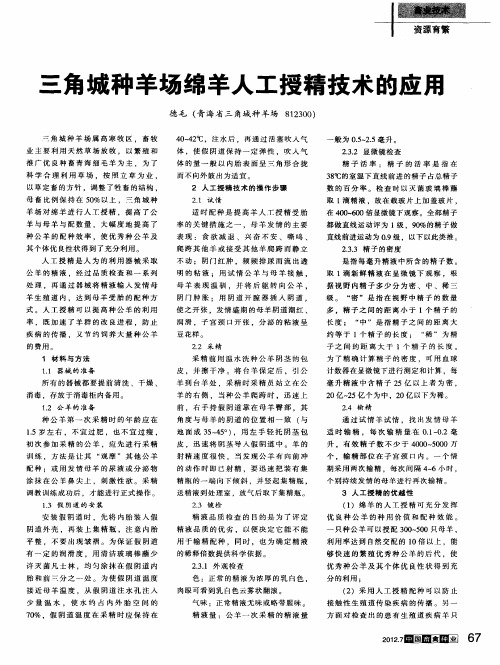 三角城种羊场绵羊人工授精技术的应用