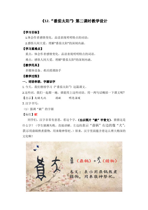 12.番茄太阳 第二课时教学设计