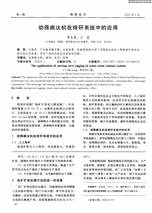 动筛跳汰机在排矸系统中的应用