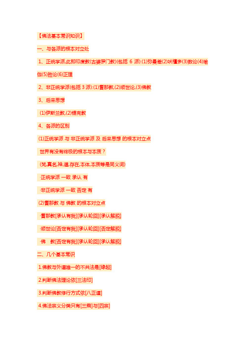 佛法基本常识知识