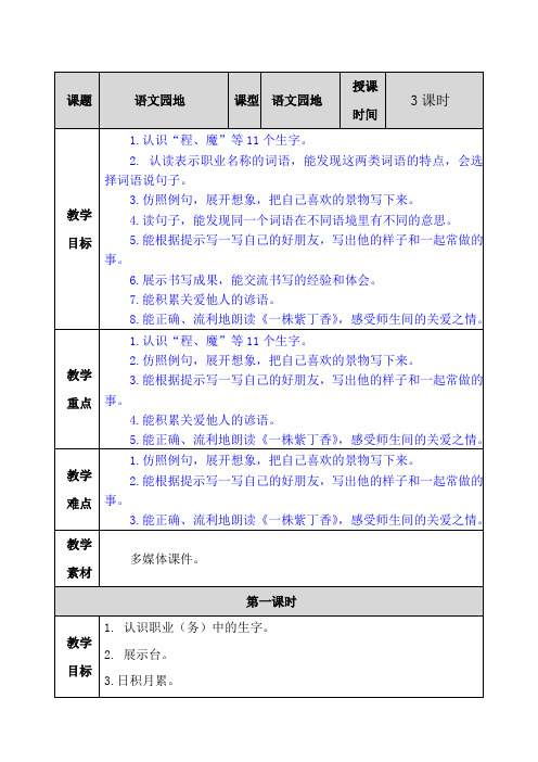 人教部编版二年级语文下册语文园地二教案(3课时附随堂练习及答案)