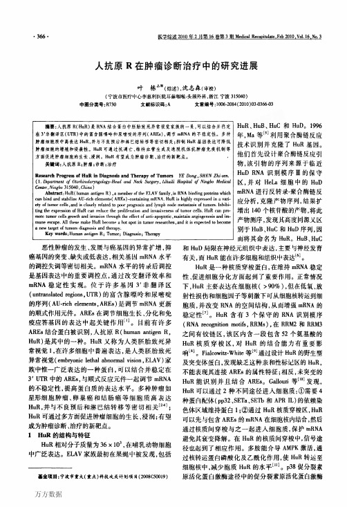 人抗原R在肿瘤诊断治疗中的研究进展