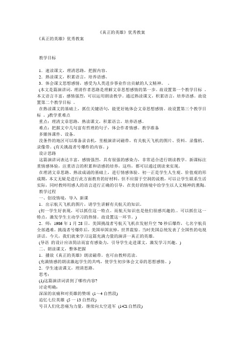 《真正的英雄》优秀教案