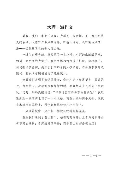 大理一游作文