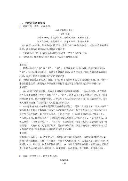 2020-2021全国各地备战中考语文分类：诗歌鉴赏综合题汇编及详细答案