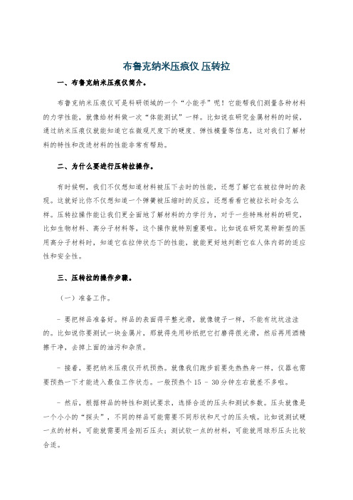 布鲁克纳米压痕仪 压转拉