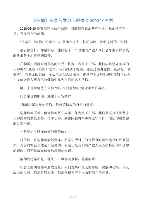 《信仰》纪录片学习心得体会3000字左右