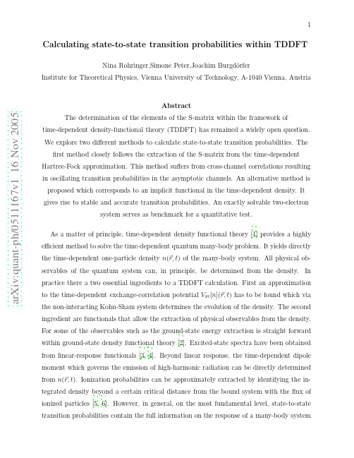 Calculating state-to-state transition probabilities within TDDFT
