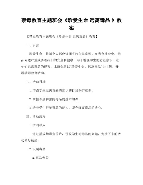 禁毒教育主题班会《珍爱生命 远离毒品 》教案