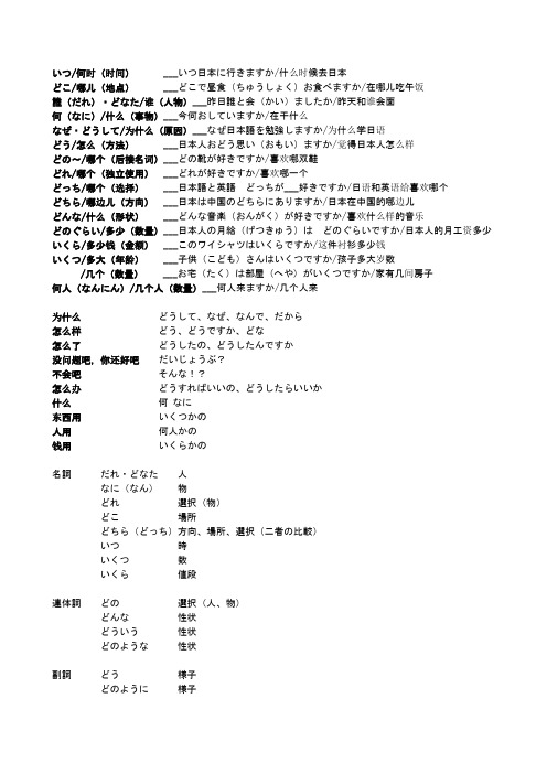 日语-常见疑问词总结