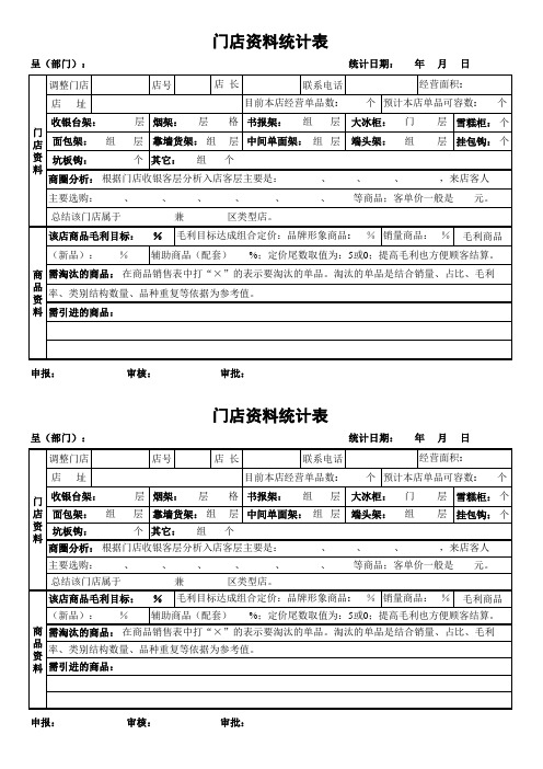 门店资料统计表