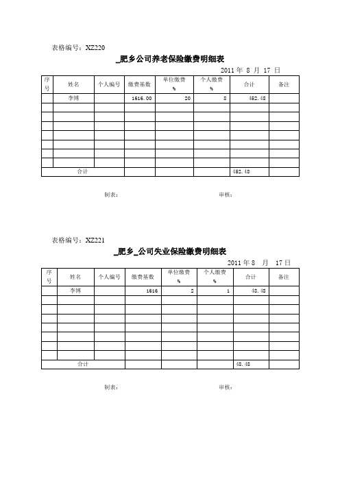 社保明细表