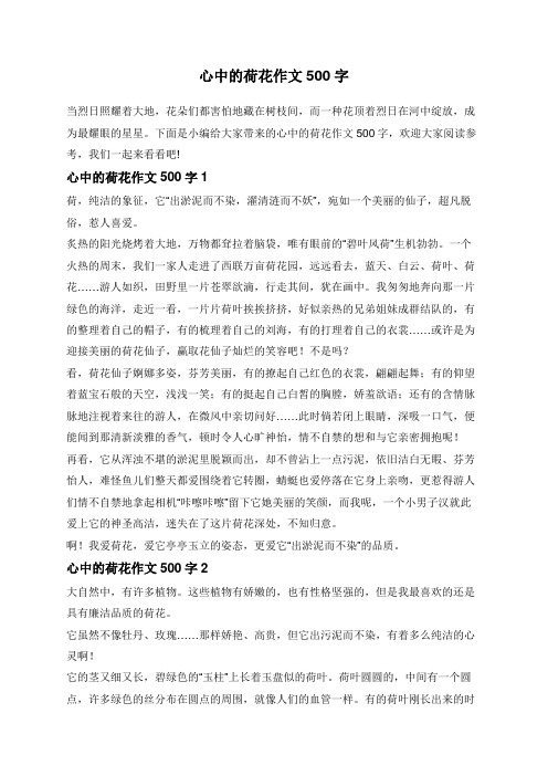 心中的荷花作文500字
