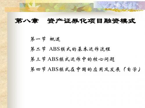 第八章  资产证券化项目融资