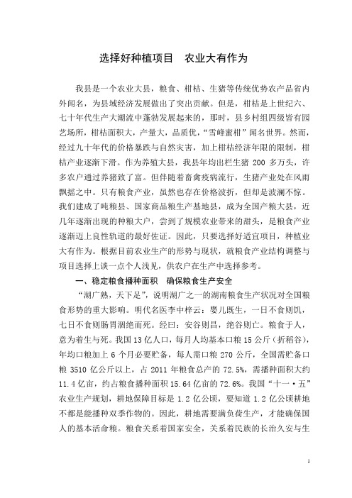 选择好种植项目、农业大有作为